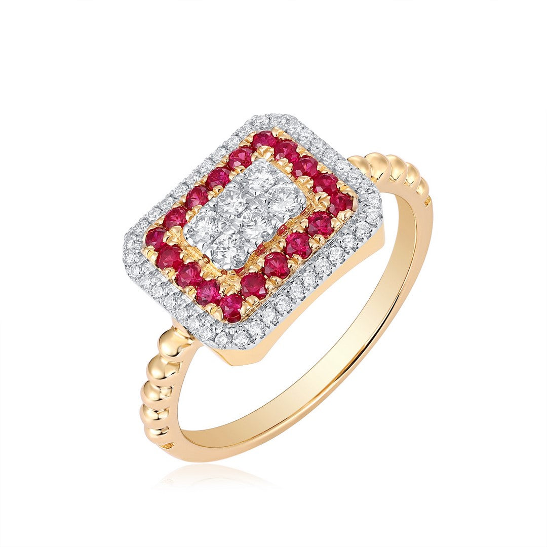 14K Yellow Gold Ruby Diamond Band (0.35CT Ruby, 0.35CT Diamond)