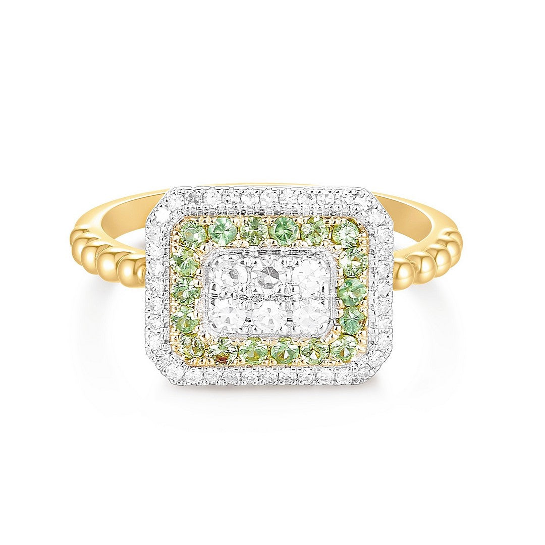 14K Yellow Gold Tsavorite Sapphire Diamond Band (0.50CT Sapphire, 0.30CT Diamond)