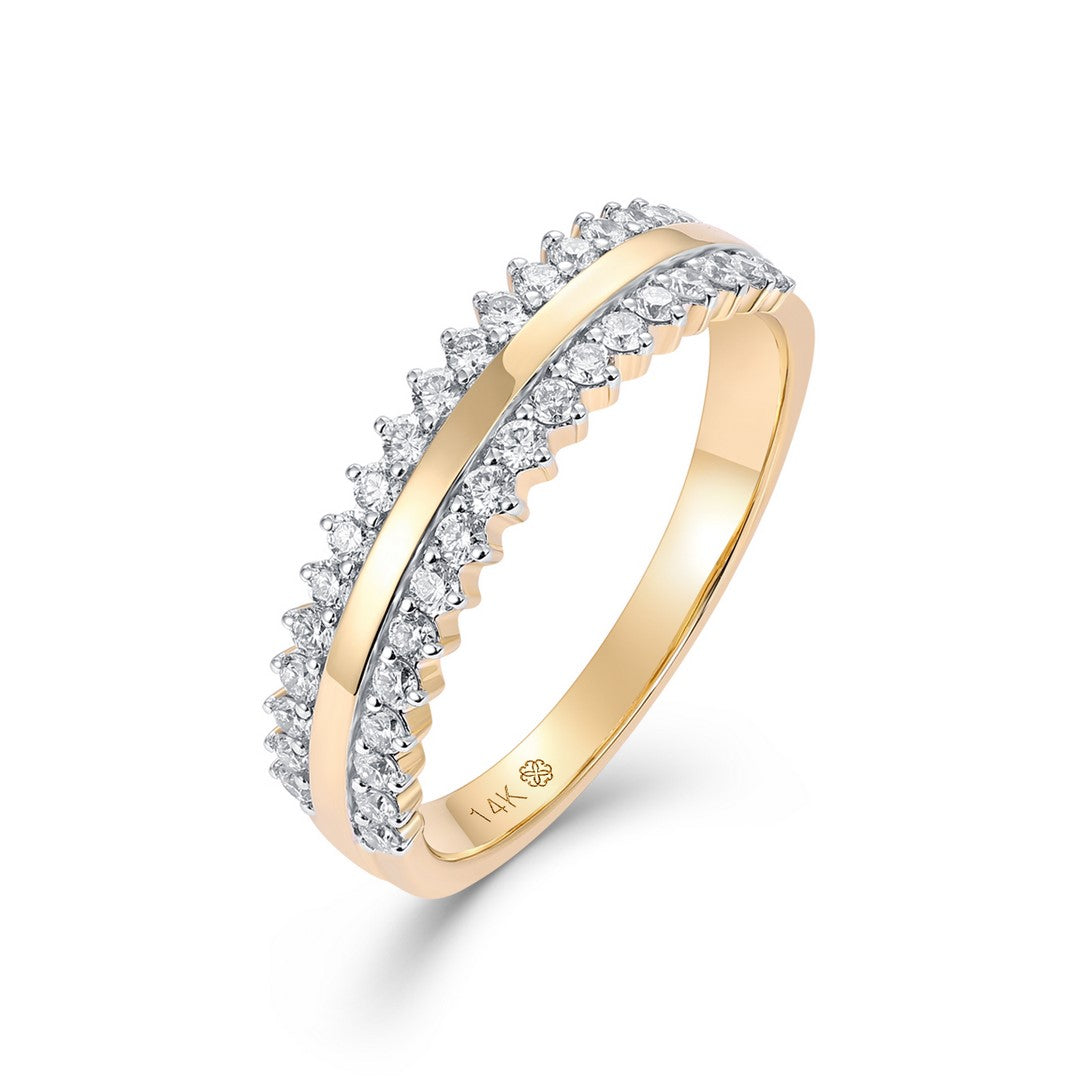 14K Yellow Gold Diamond Ring - Brilliant Cut Diamonds