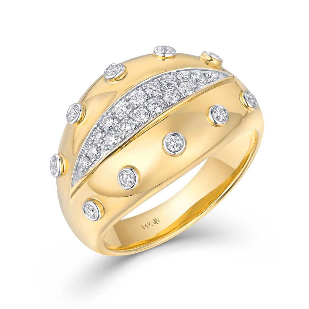 14K Yellow Gold Diamond Band Ring - 27 Brilliant Cut Diamonds