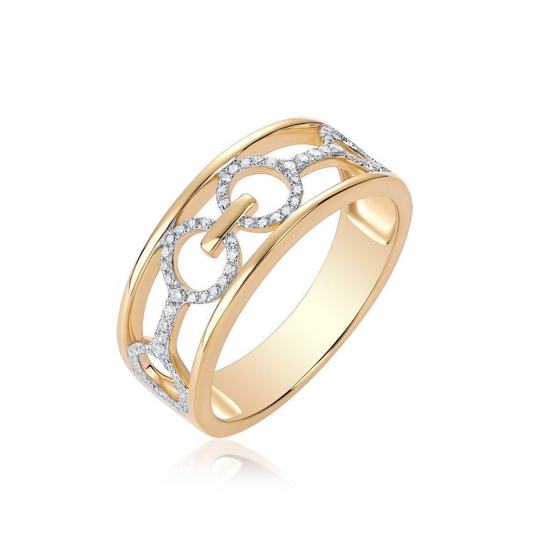 14K Yellow Gold Diamond Band Ring - 72 Brilliant Cut Diamonds (0.20ct)