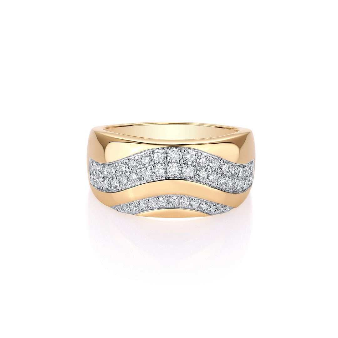 14K Yellow Gold Diamond Band Ring - 47 Brilliant Cut Diamonds (0.60ct)