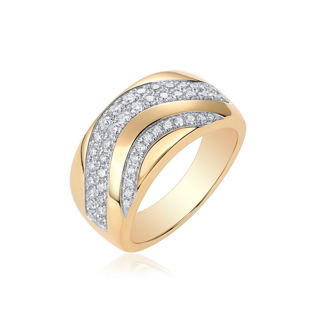 14K Yellow Gold Diamond Band Ring - 47 Brilliant Cut Diamonds (0.60ct)