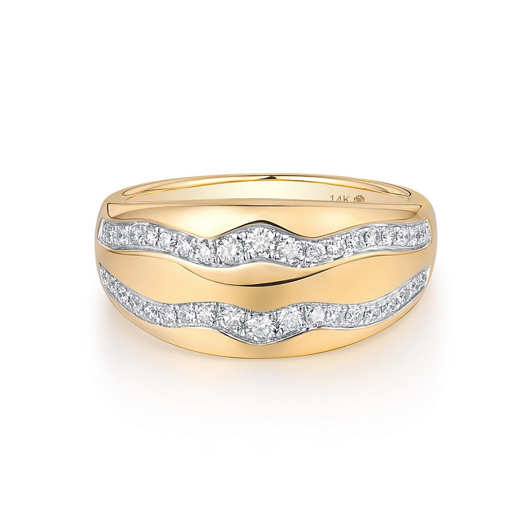 14K Yellow Gold Full Cut Diamond Ring