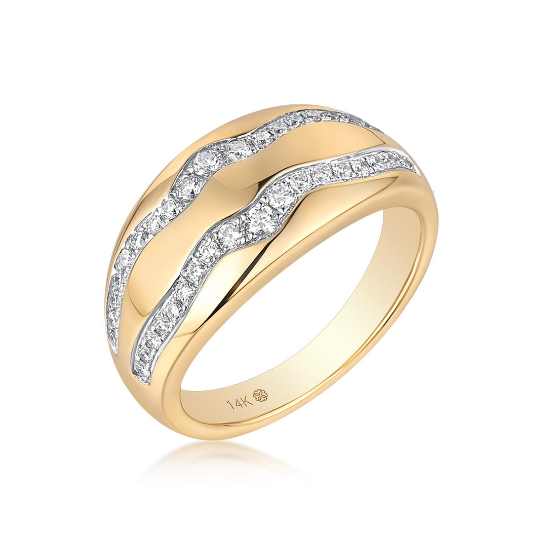 14K Yellow Gold Full Cut Diamond Ring