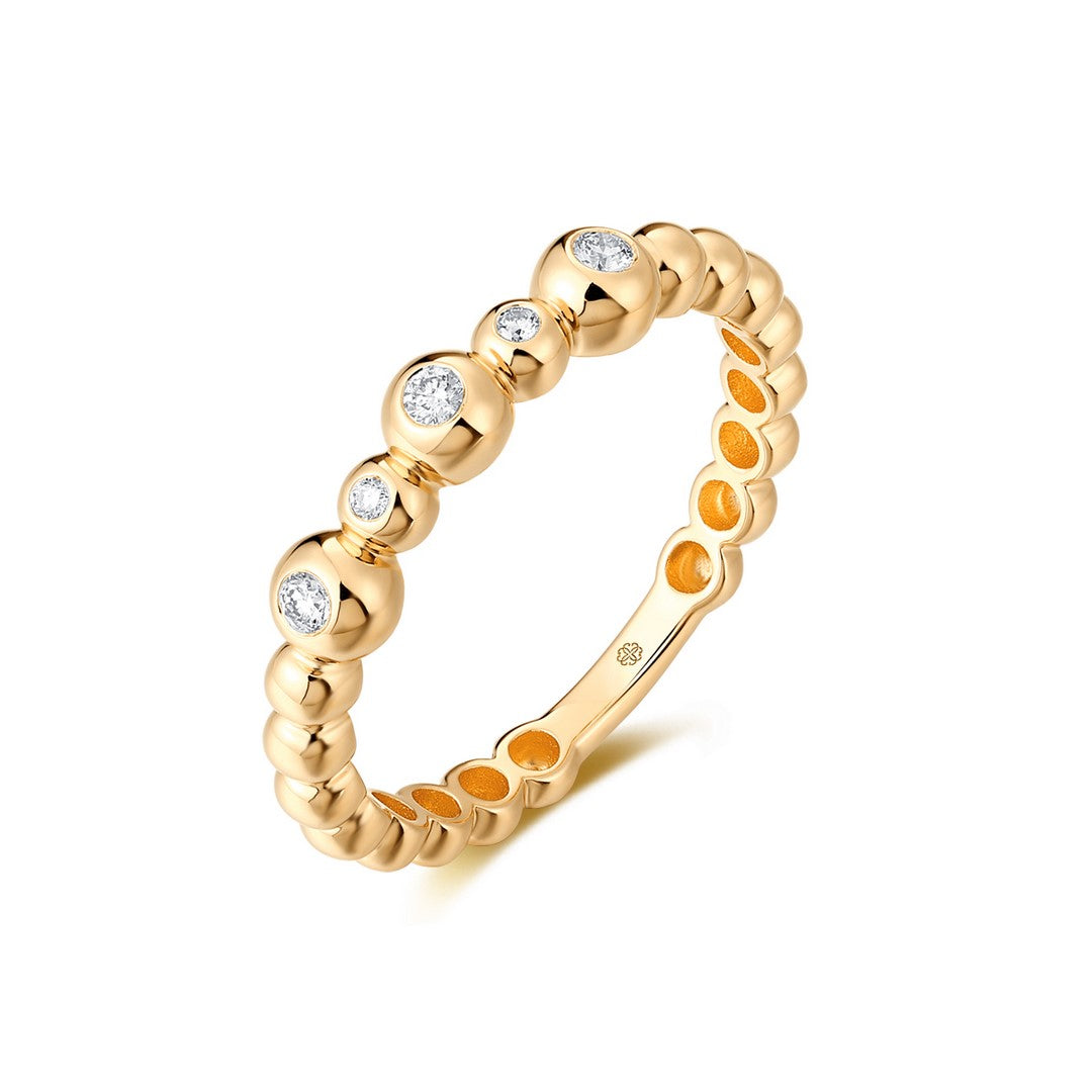 14K Yellow Gold 0.10 CTW Full Cut Diamond Band Ring