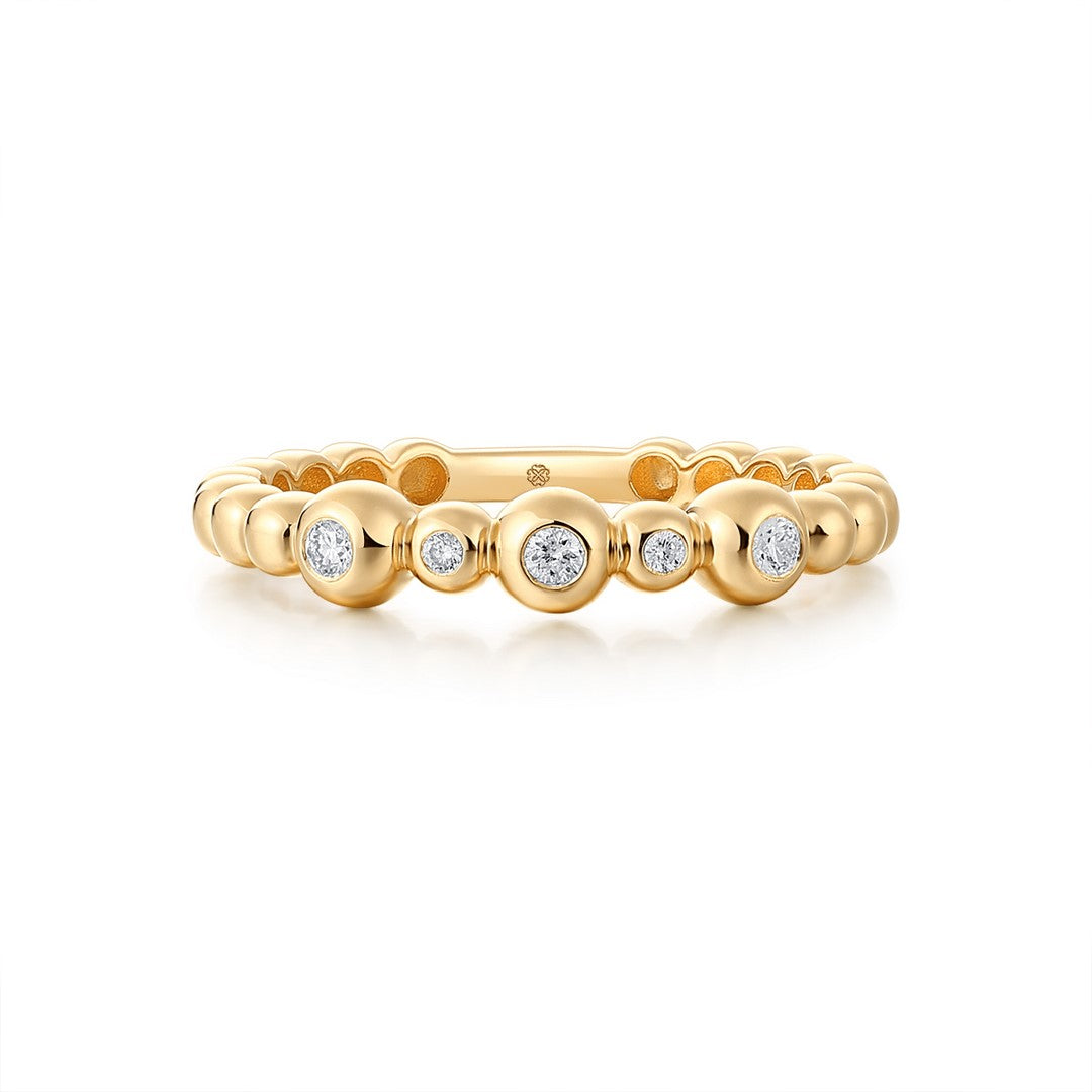 14K Yellow Gold 0.10 CTW Full Cut Diamond Band Ring