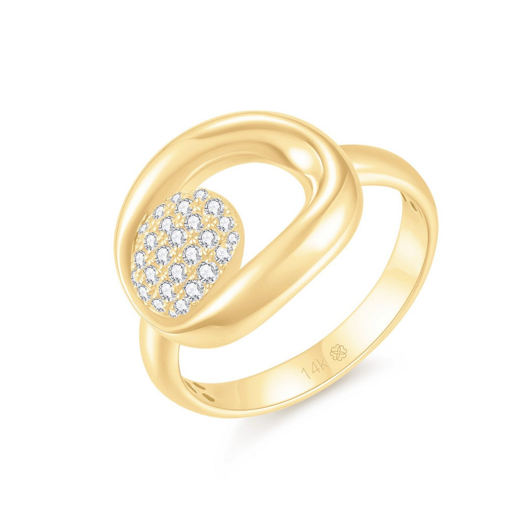 18K Yellow Gold 0.25 CTW Full Cut Diamond Ring – 26 Stones