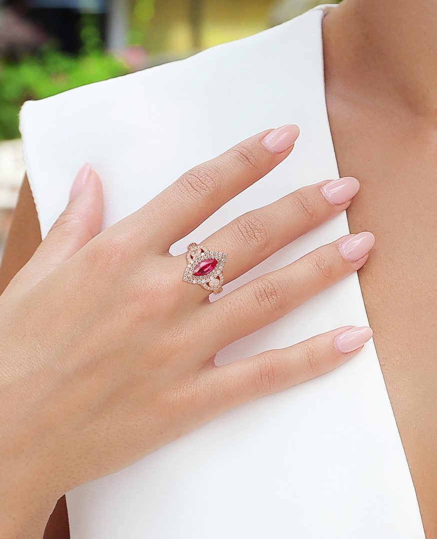 Exquisite Rose Gold Ruby Diamond Ring - 1.25 Carat Ruby Estate Style