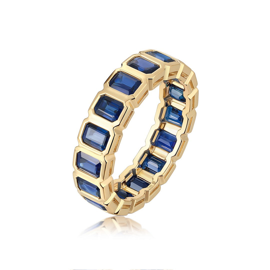 14K Yellow Gold Blue Sapphire Ring 4.55CT