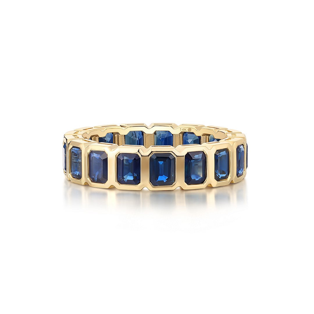 14K Yellow Gold Blue Sapphire Ring 4.55CT