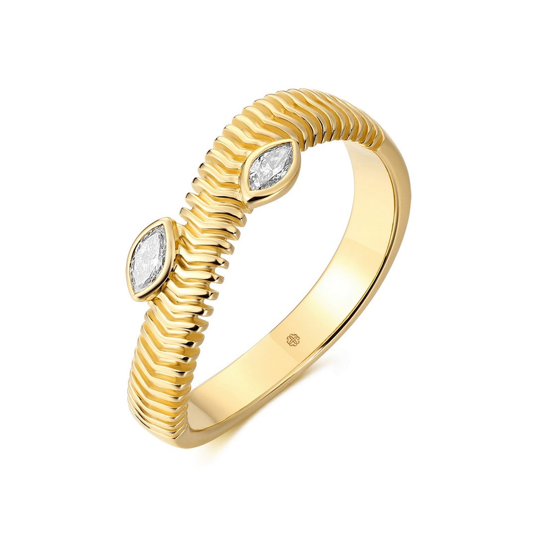 14K Yellow Gold Marquise Diamond Band Ring – 0.15 Carat