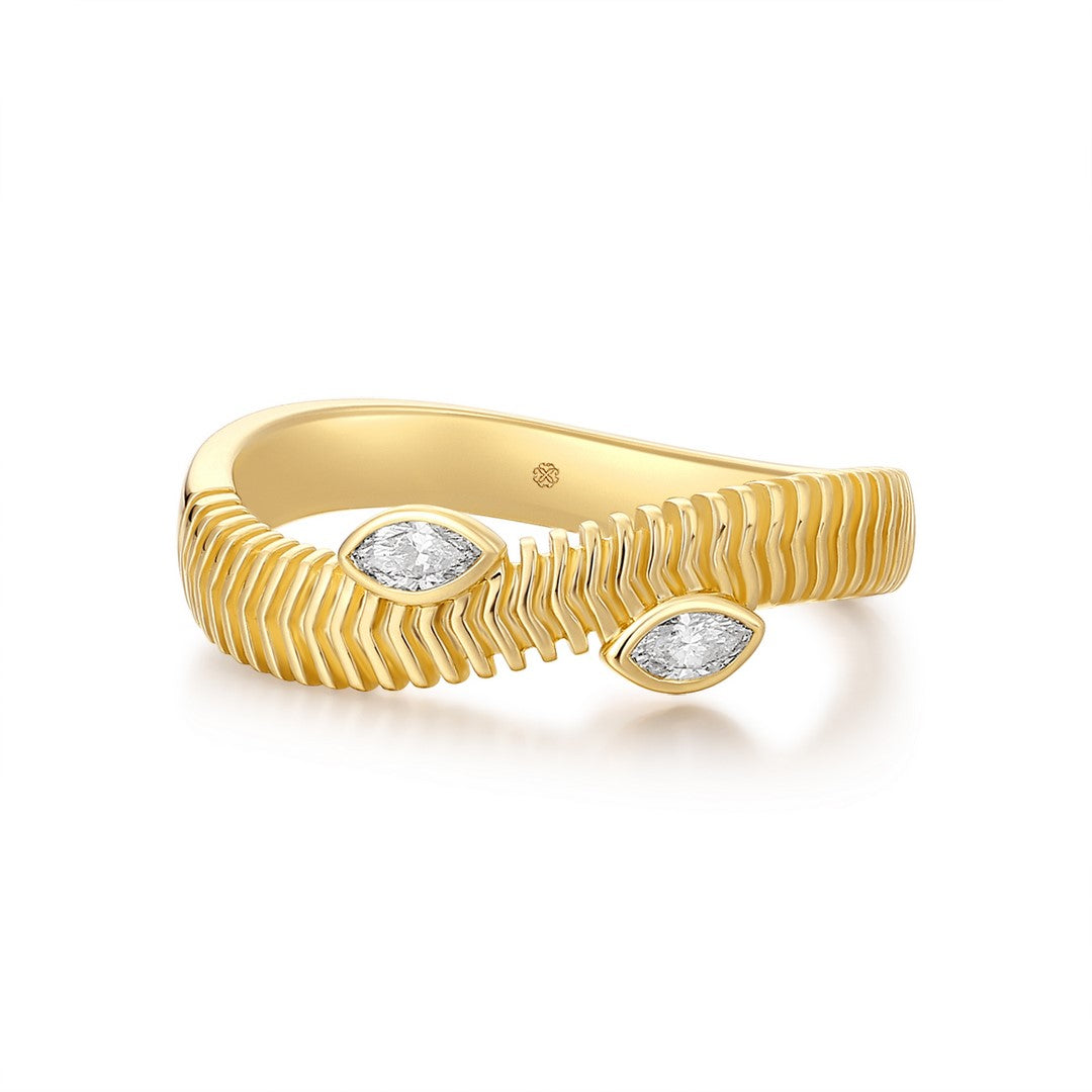 14K Yellow Gold Marquise Diamond Band Ring – 0.15 Carat