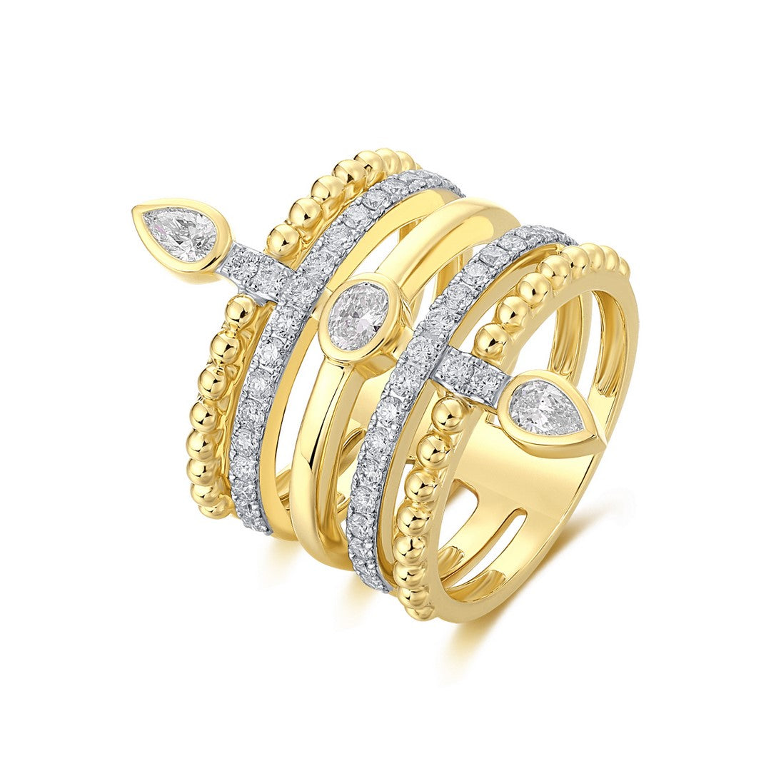 14K Yellow Gold Multi-Cut Diamond Band Ring – 1.15 Carat