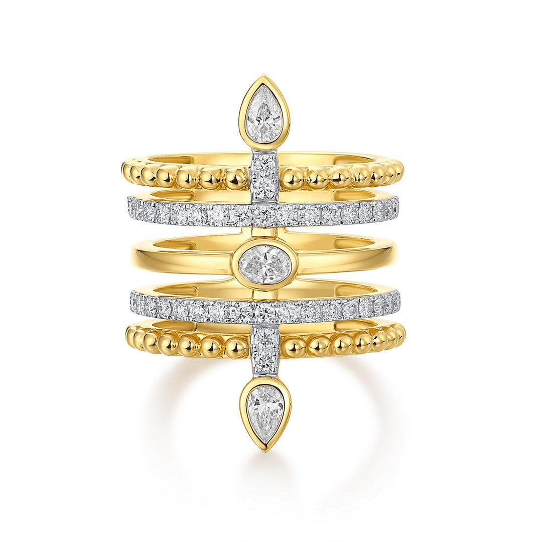 14K Yellow Gold Multi-Cut Diamond Band Ring – 1.15 Carat