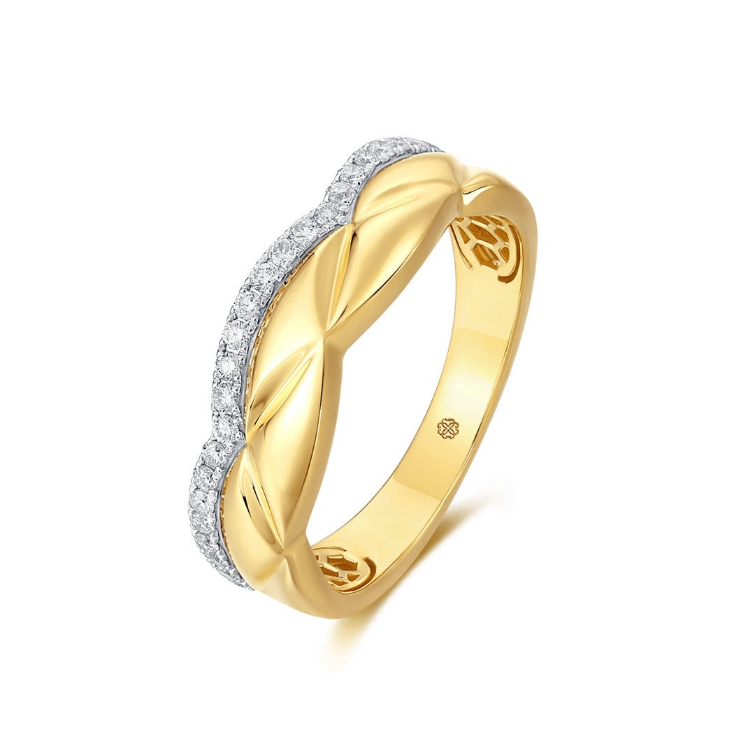 14K Yellow Gold Full-Cut Diamond Band Ring – 0.25 Carat