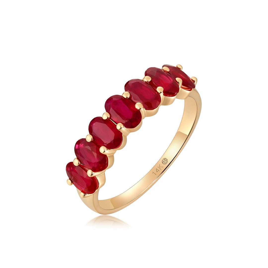 14K Yellow Gold Ruby Band Ring – 2.10 Carat