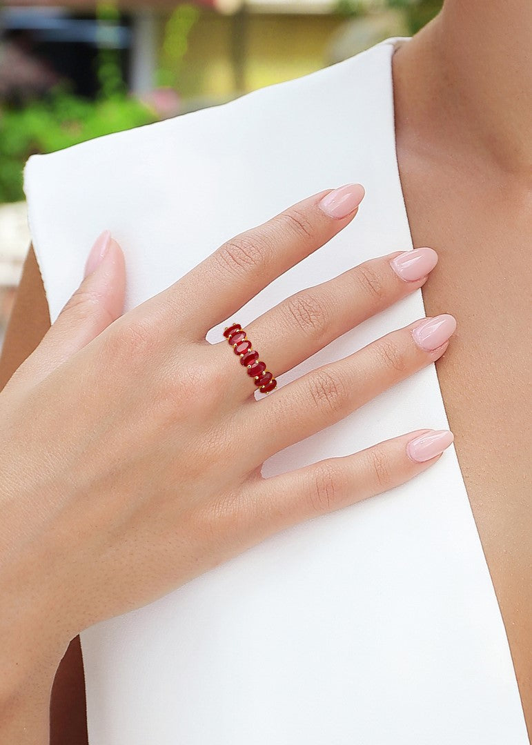 14K Yellow Gold Ruby Band Ring – 2.10 Carat