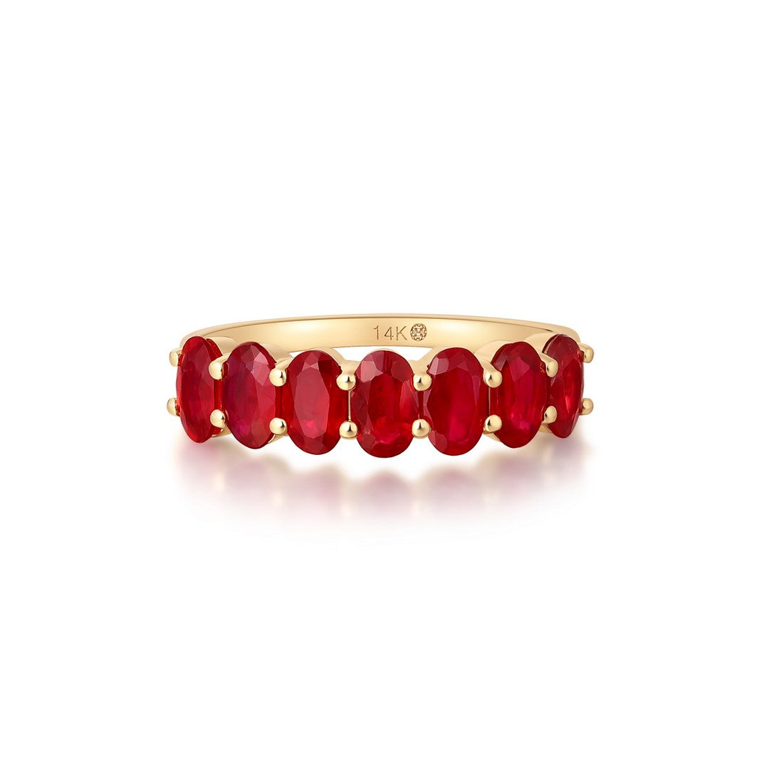 14K Yellow Gold Ruby Band Ring – 2.10 Carat
