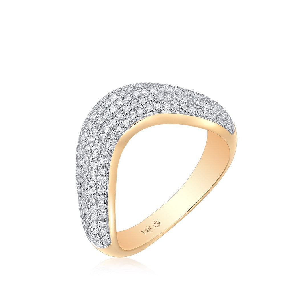 14K Yellow Gold 0.55 CTW Diamond Pavé Band Ring