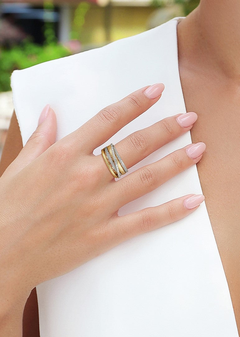 14K Yellow Gold 0.50 CTW Multi‑Row Diamond Rope Band Ring
