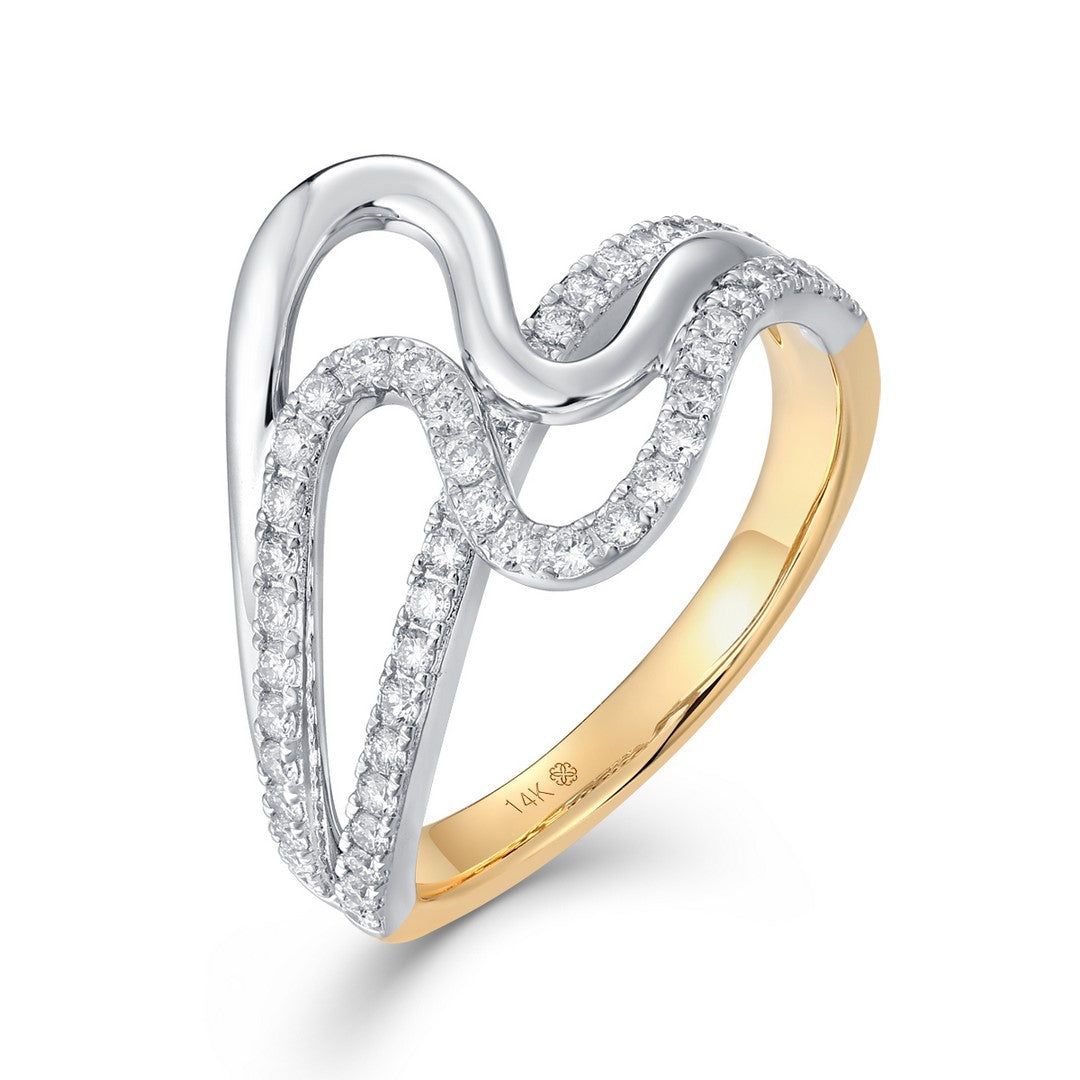 14K Two-Tone Gold 0.50 CTW Diamond Swirl Ring