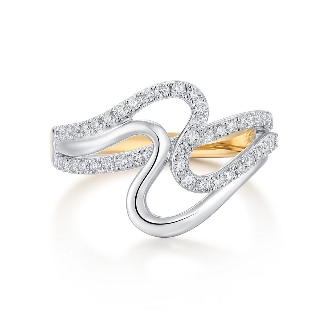 14K Two-Tone Gold 0.50 CTW Diamond Swirl Ring