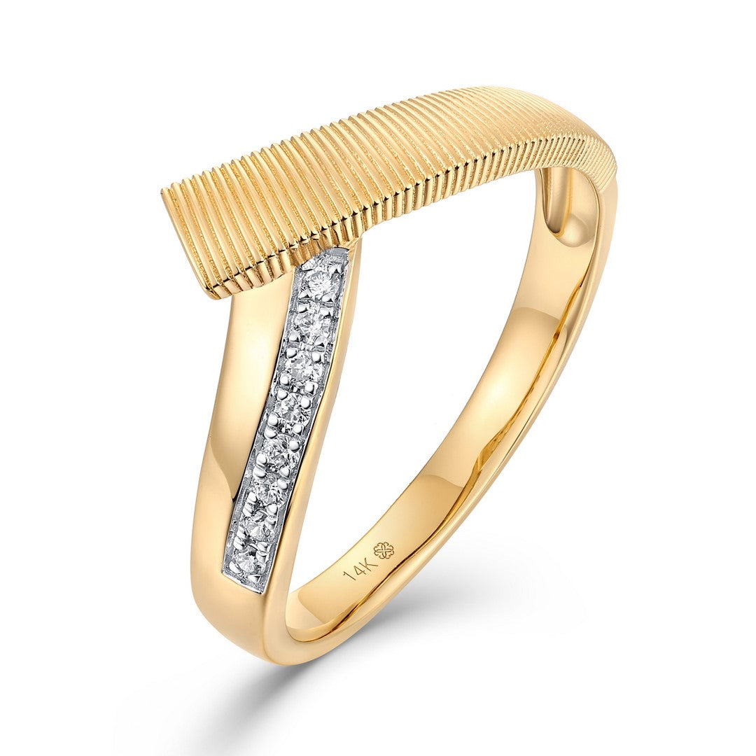 14K Yellow Gold 0.05 CTW Diamond Wrap Band Ring