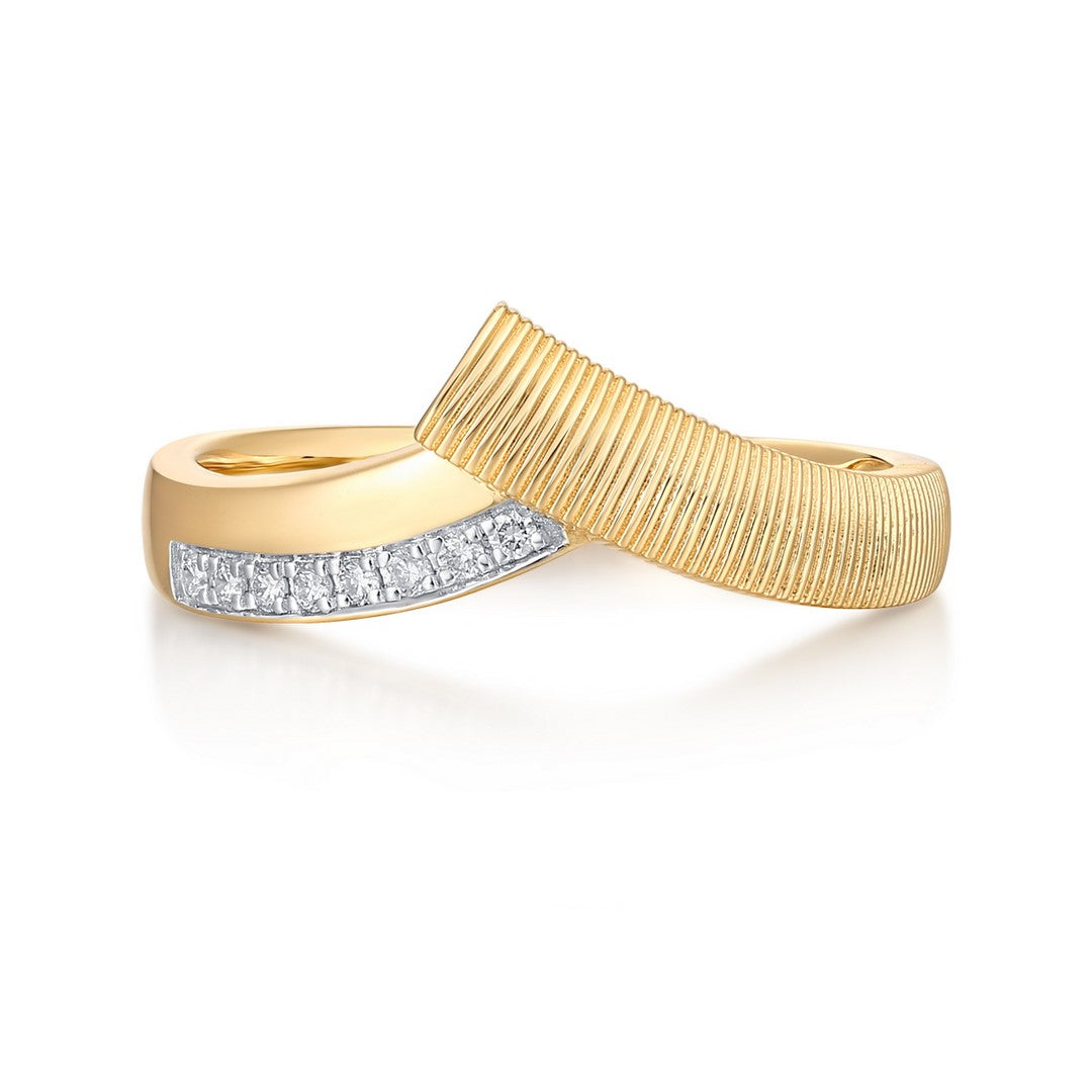 14K Yellow Gold 0.05 CTW Diamond Wrap Band Ring