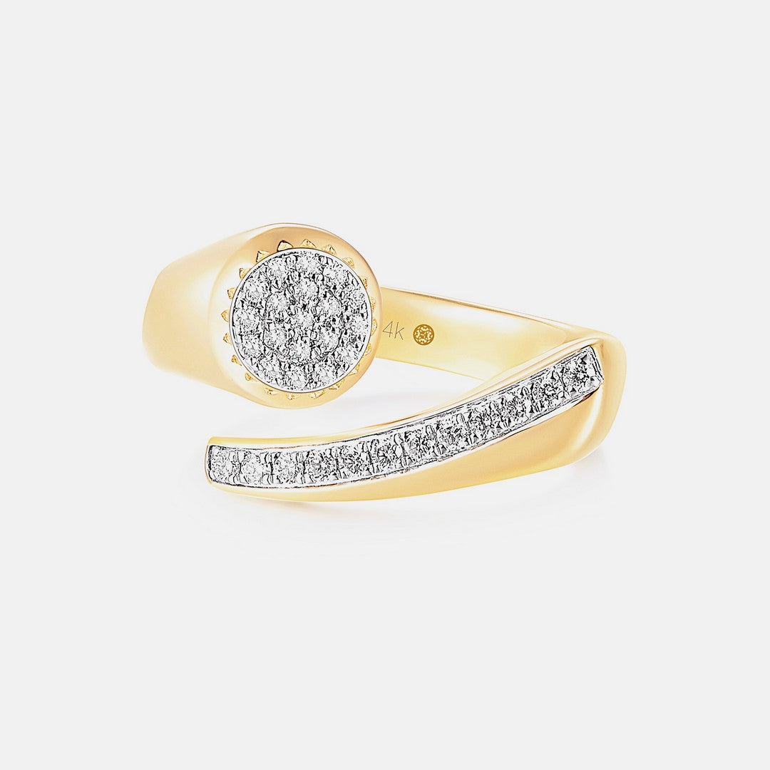14K Yellow Gold 0.15 CTW Diamond Cluster Bypass Ring